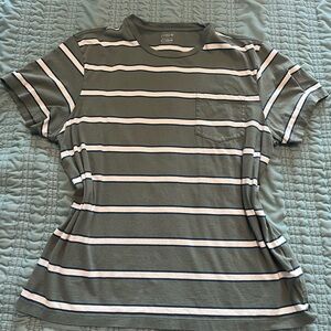 J.Crew Green Tee with Blue and white Stripes